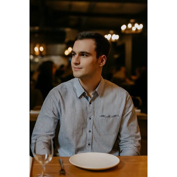 Robert Graham Blue Pinstripe Button Down Shirt Paisley Contrast Size Large - Picture 1 of 13